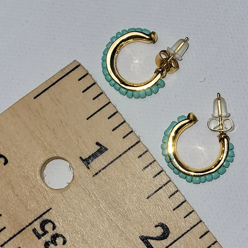 Retro Beaded Metal Alloy Earrings‎ C Font Bohemian Color Simple Women's Earrings